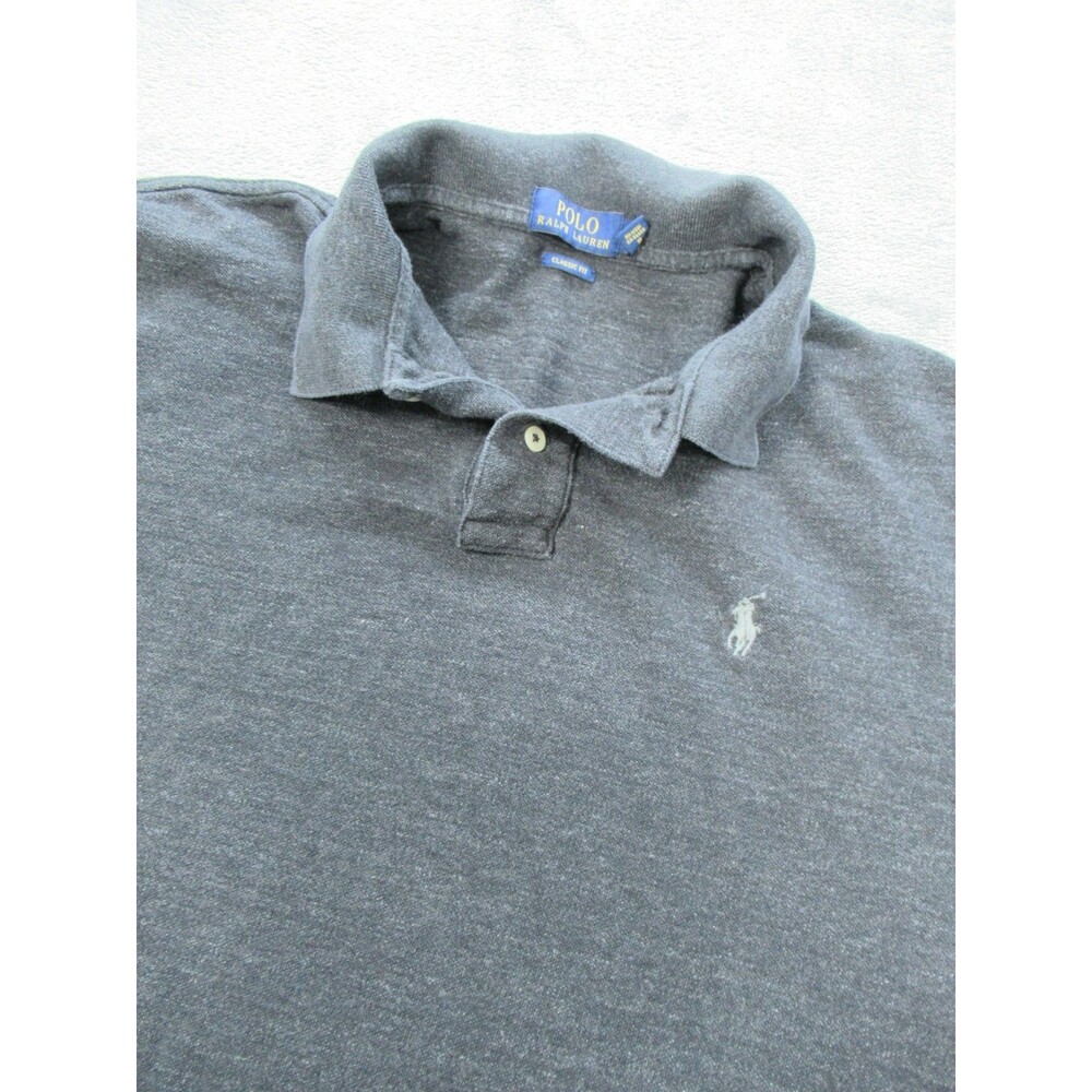 Ralph Lauren Men's XL Classic Polo Shirt Dark Gray Short Sleeve Stretch